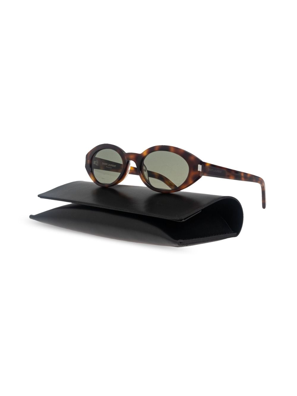 Shop Saint Laurent Oval-frame Sunglasses In Brown