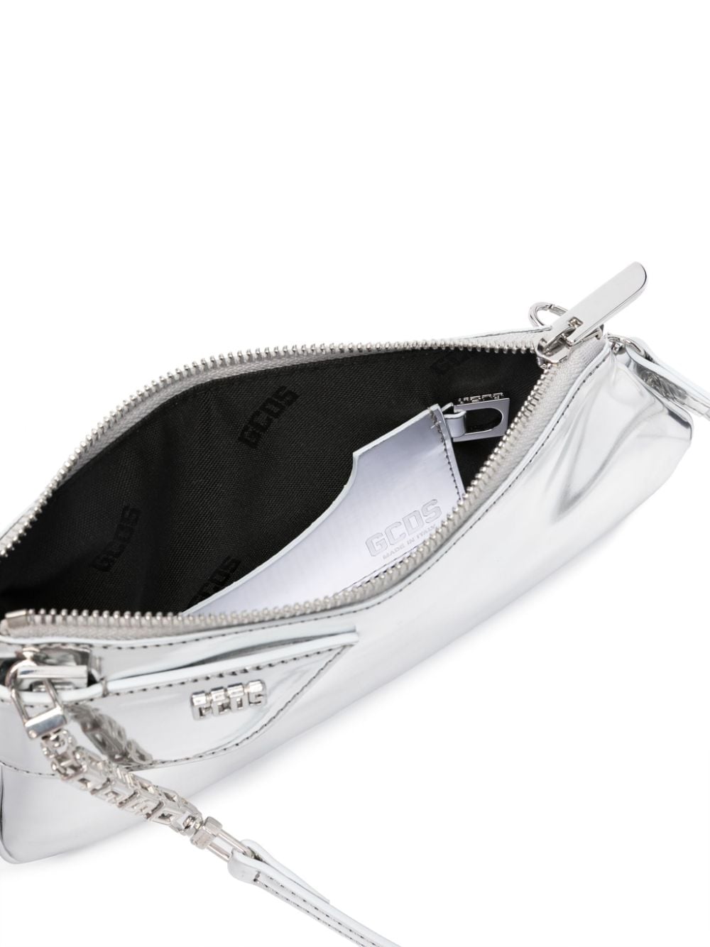 Shop Gcds Comma Notte Shoulder Bag In Silver