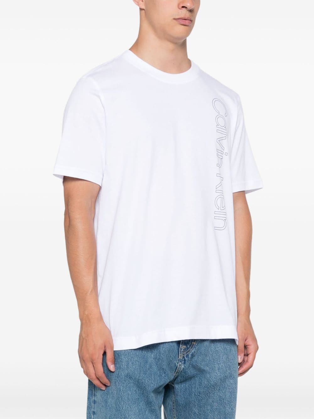 Shop Calvin Klein Logo-print T-shirt In White