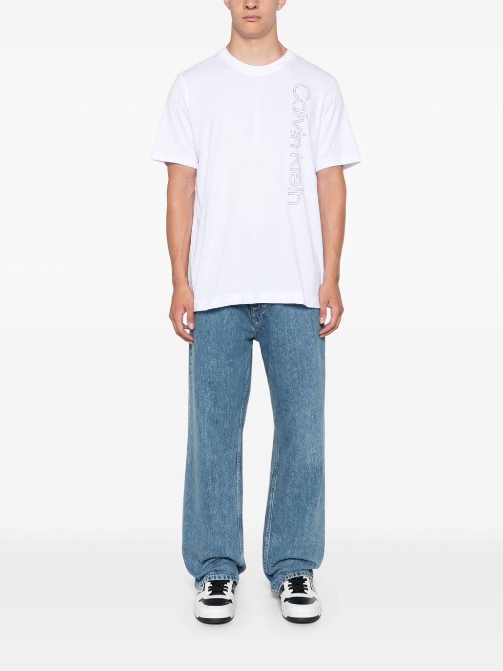 Shop Calvin Klein Logo-print T-shirt In White