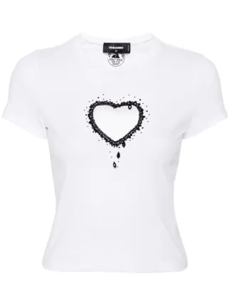 DSQUARED2 ビーズハート Tシャツ | ホワイト | FARFETCH JP