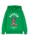 Barrow kids flocked-logo hoodie - Green
