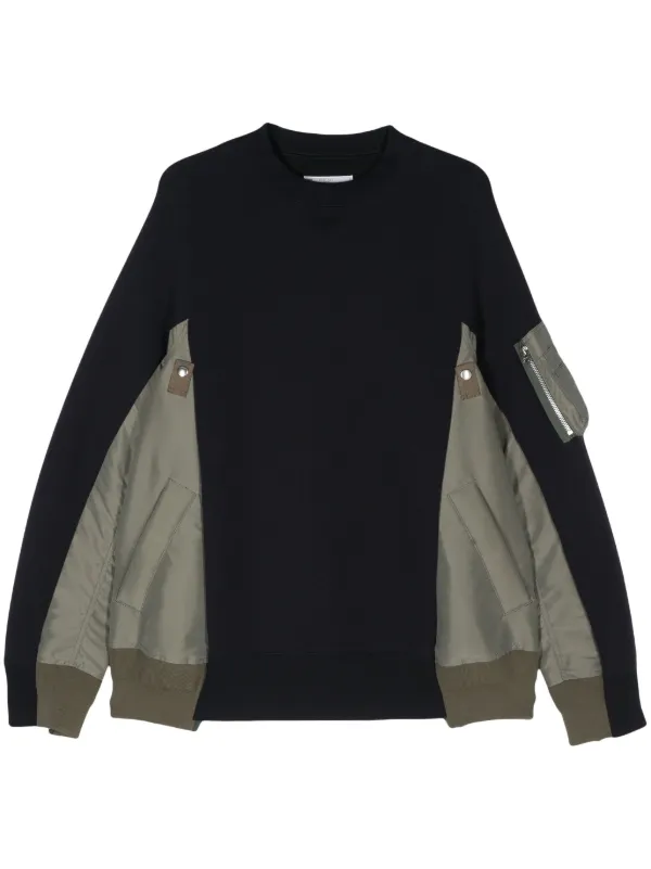 sacai ニットパネルスウェットシャツ Sacai パネル スウェットシャツ | ブルー | FARFETCH JP