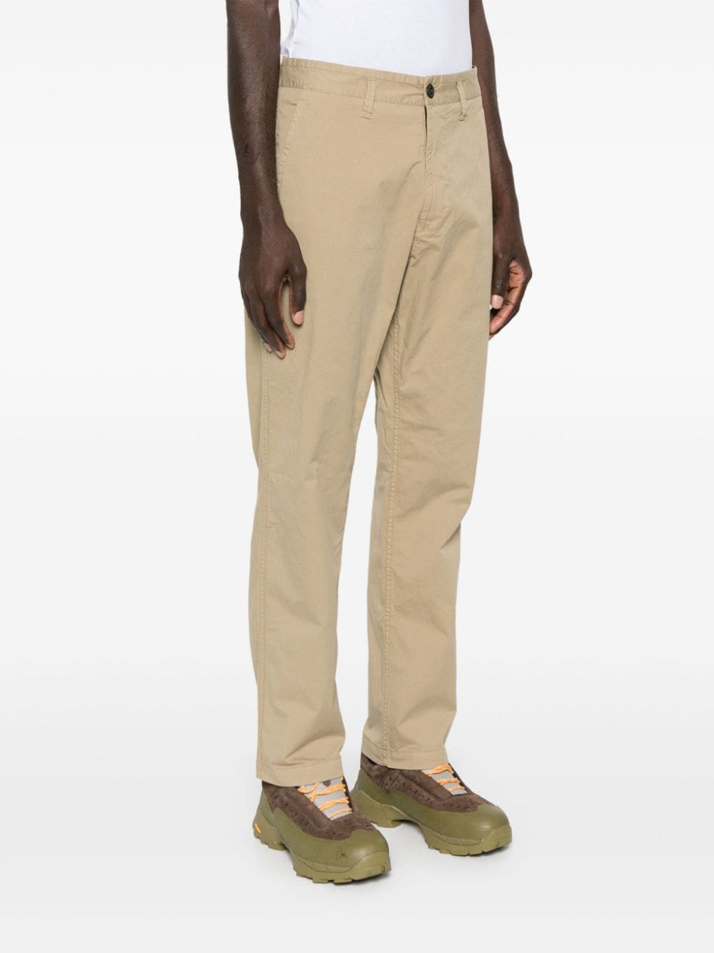 Shop Stone Island Compass-motif Trousers In Neutrals