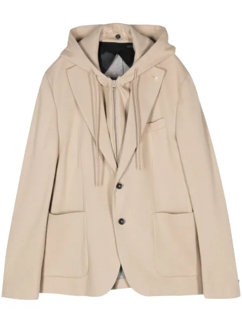 Manuel Ritz logo-brooch blazer