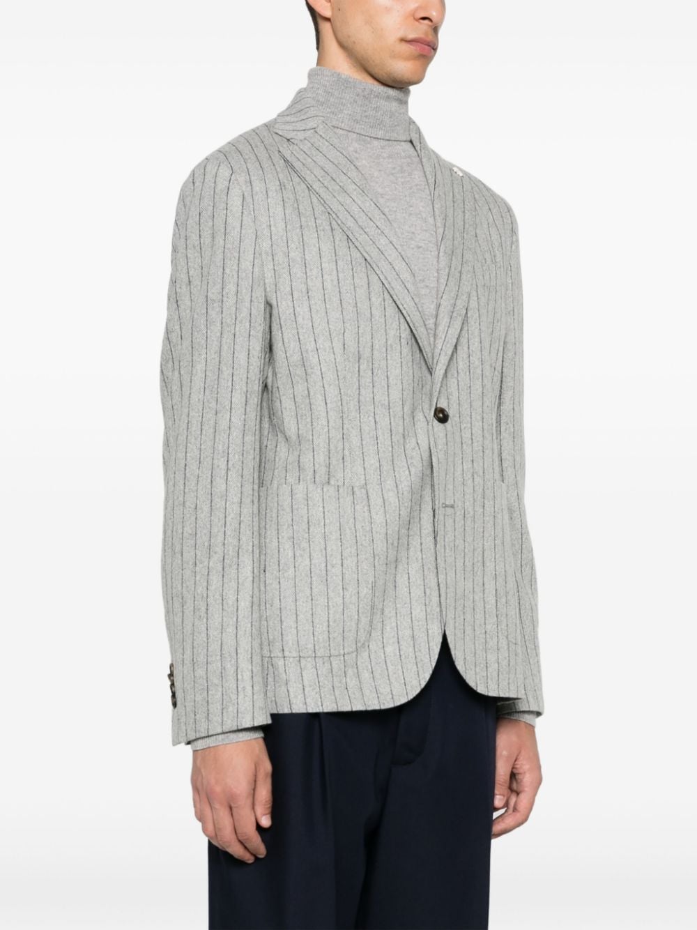 Shop Manuel Ritz Pinstripe Single-breasted Blazer In Grey