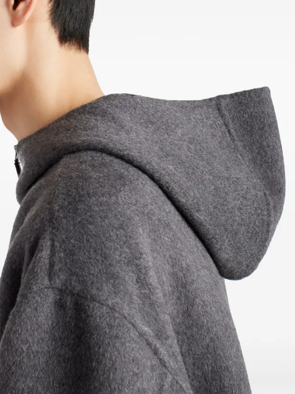 パーカー・フーディ PRADA SGC687_1Y5V WOOL AND CASHMERE HOODED VEEST Prada Wool Hoodie Jacket | Grey | FARFETCH