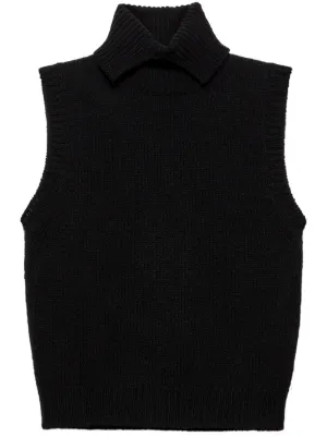 PRADA 黒 タートルネック ノースリーブセーター 美品 org.jpg