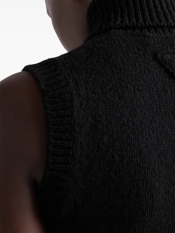 Prada roll-neck Cashmere Vest | Black | FARFETCH