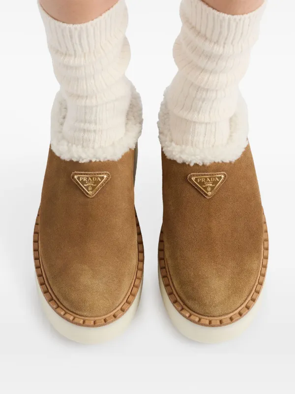 Prada 50mm enamel logo Mules Brown FARFETCH AU