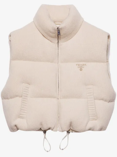 Prada logo-embroidered down gilet