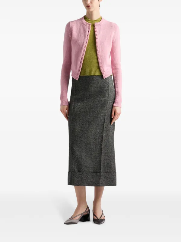 トップス PRADA Mohair blend check cardigan pink Prada Cashmere Cardigan | Pink | FARFETCH