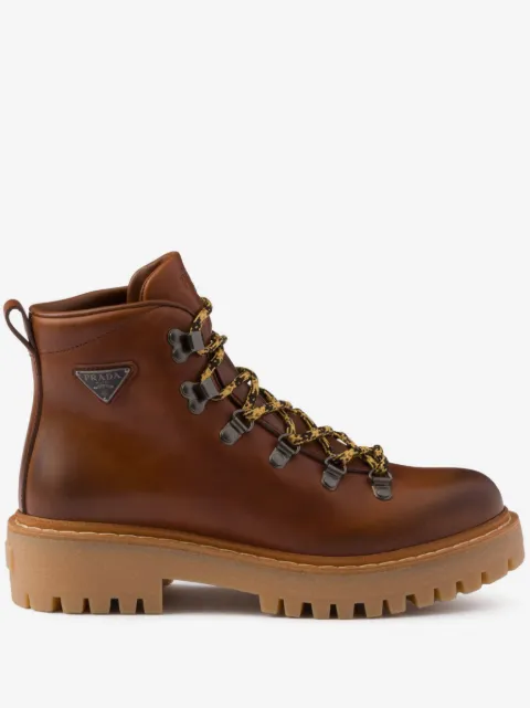 Prada laced leather ankle boots