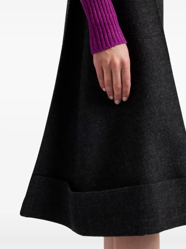 スカート PRADA FW25 Dark grey flannel skirt (P109ZGSOOO11GZ F0480) Prada: Women's Midi Skirt (Grey) | DSML E-SHOP