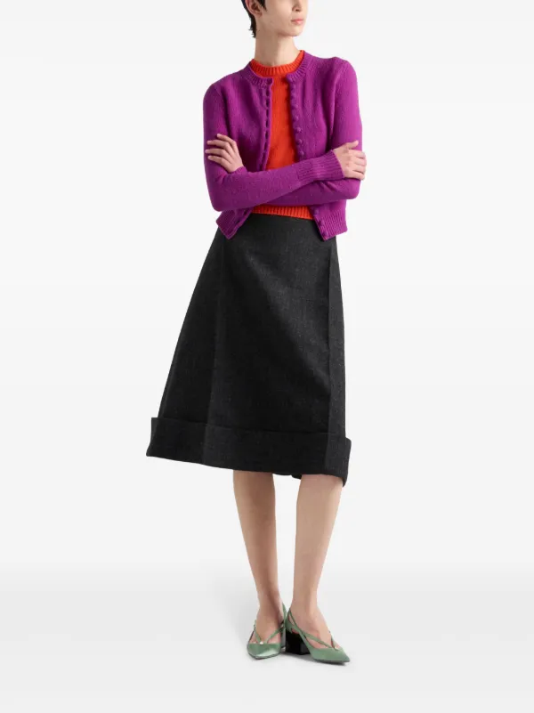 PRADA wool midi skirt【注目商品】SS25 新作 ★ Prada Wool Midi Skirt | Brown | FARFETCH