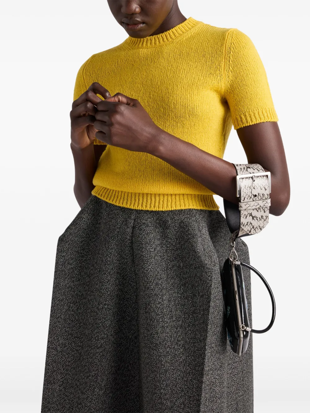 Prada Mouliné midi-rok Grijs