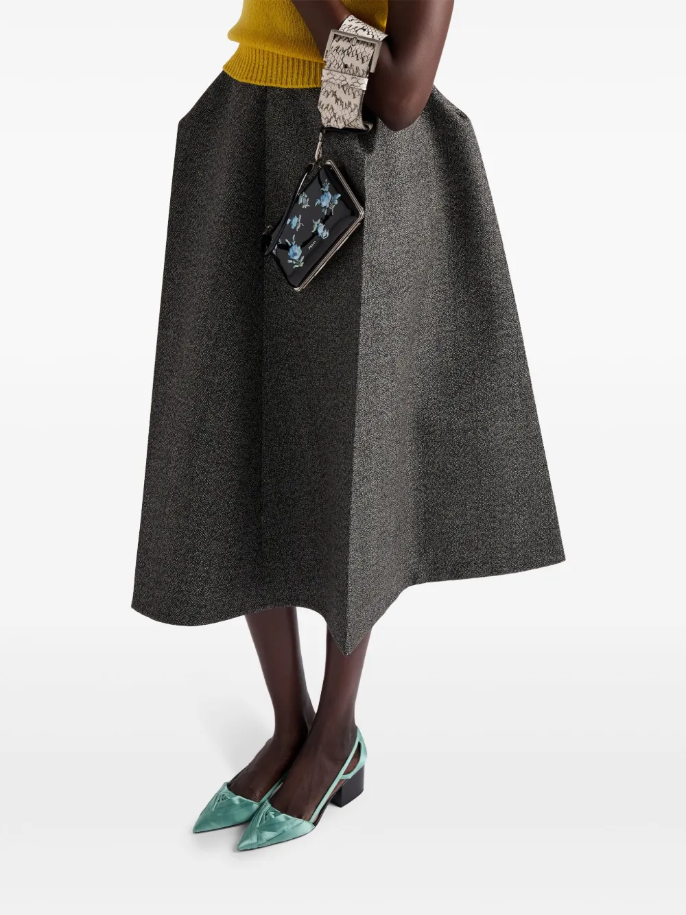 Prada Mouliné midi-rok Grijs