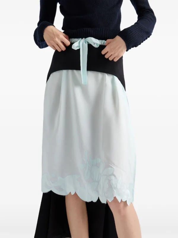 Prada Embroidered Silk Skirt | Green | FARFETCH GR