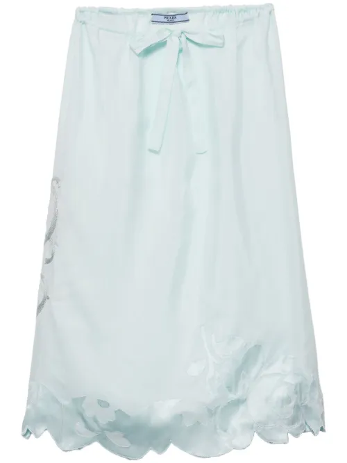 Prada jupe brodé en en soie - Vert - Prada - Modalova