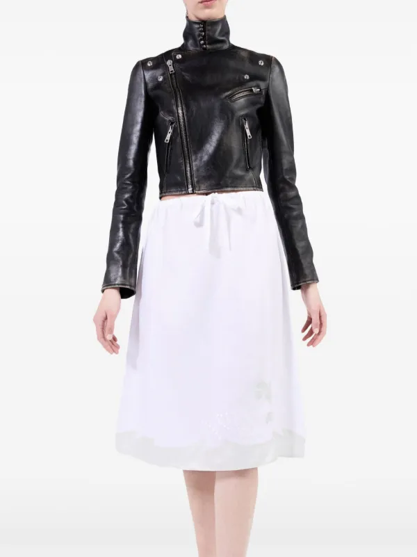 【関税&送料込】Prada Embroidered Piquet Skirt Prada Embroidered Linen Skirt | White | FARFETCH