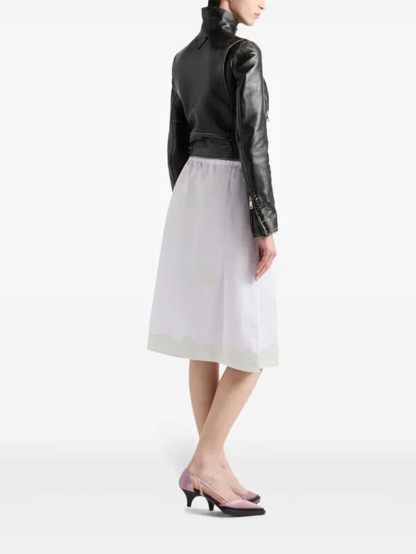 Prada Embroidered Linen Skirt | White | FARFETCH
