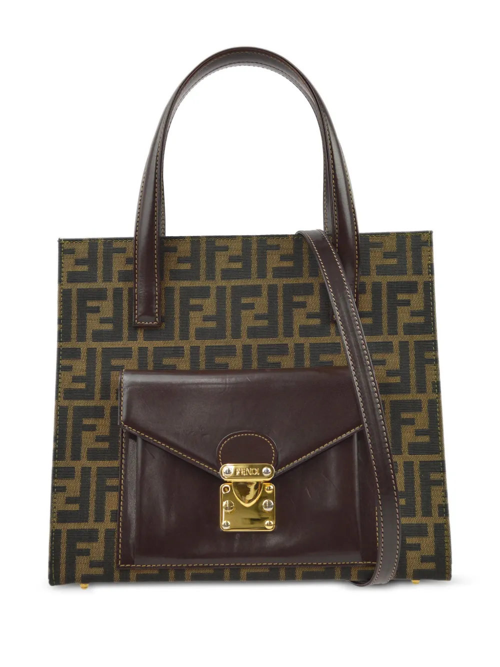 Fendi Pre Owned Borsa Tote Zucca two way Pre owned Anni 90 2000 Marrone FARFETCH IT