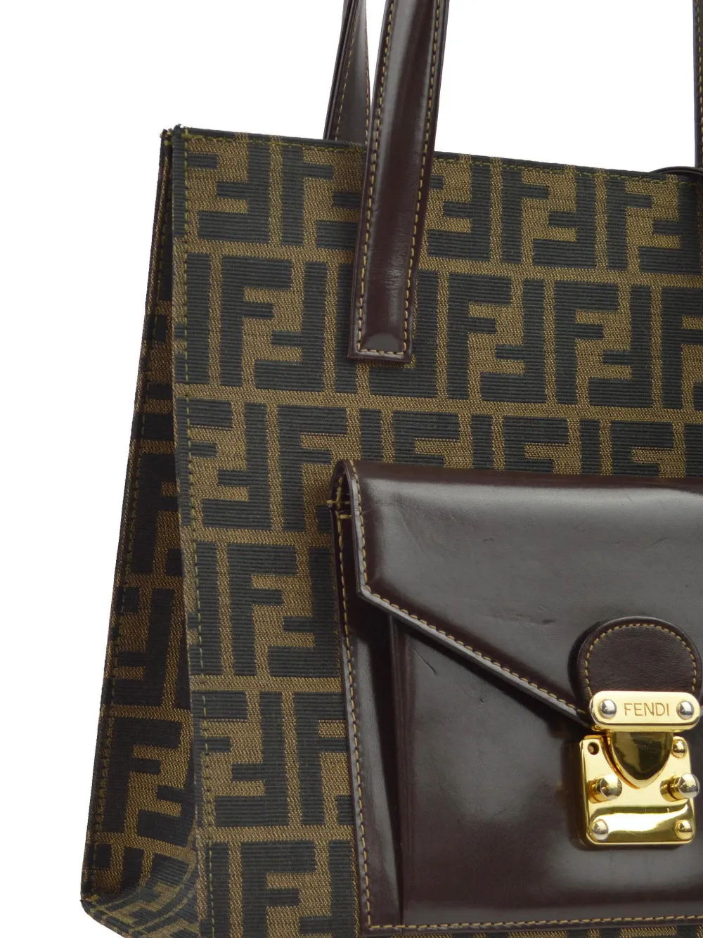 Pre-owned Fendi 1990-2000s Zucca Two-way Handbag In Brown