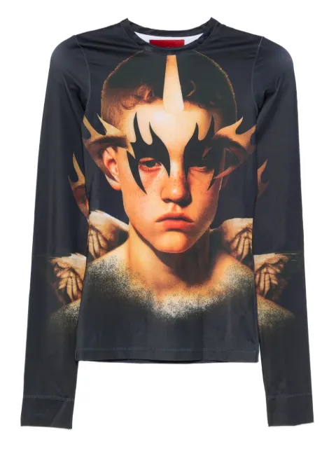 KUSIKOHC face-print long-sleeve T-shirt