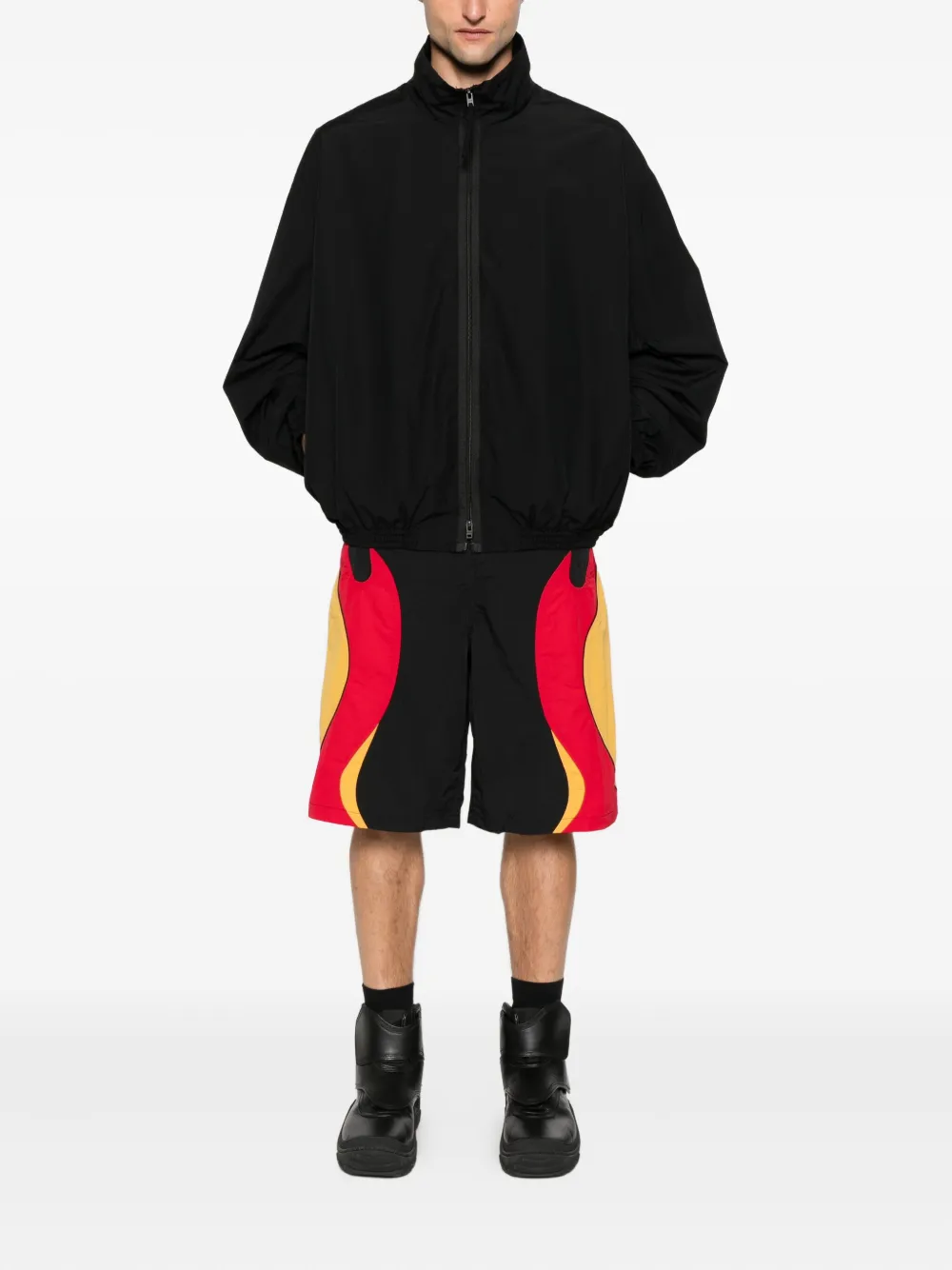 KUSIKOHC Rider shorts met vlammenprint - Zwart