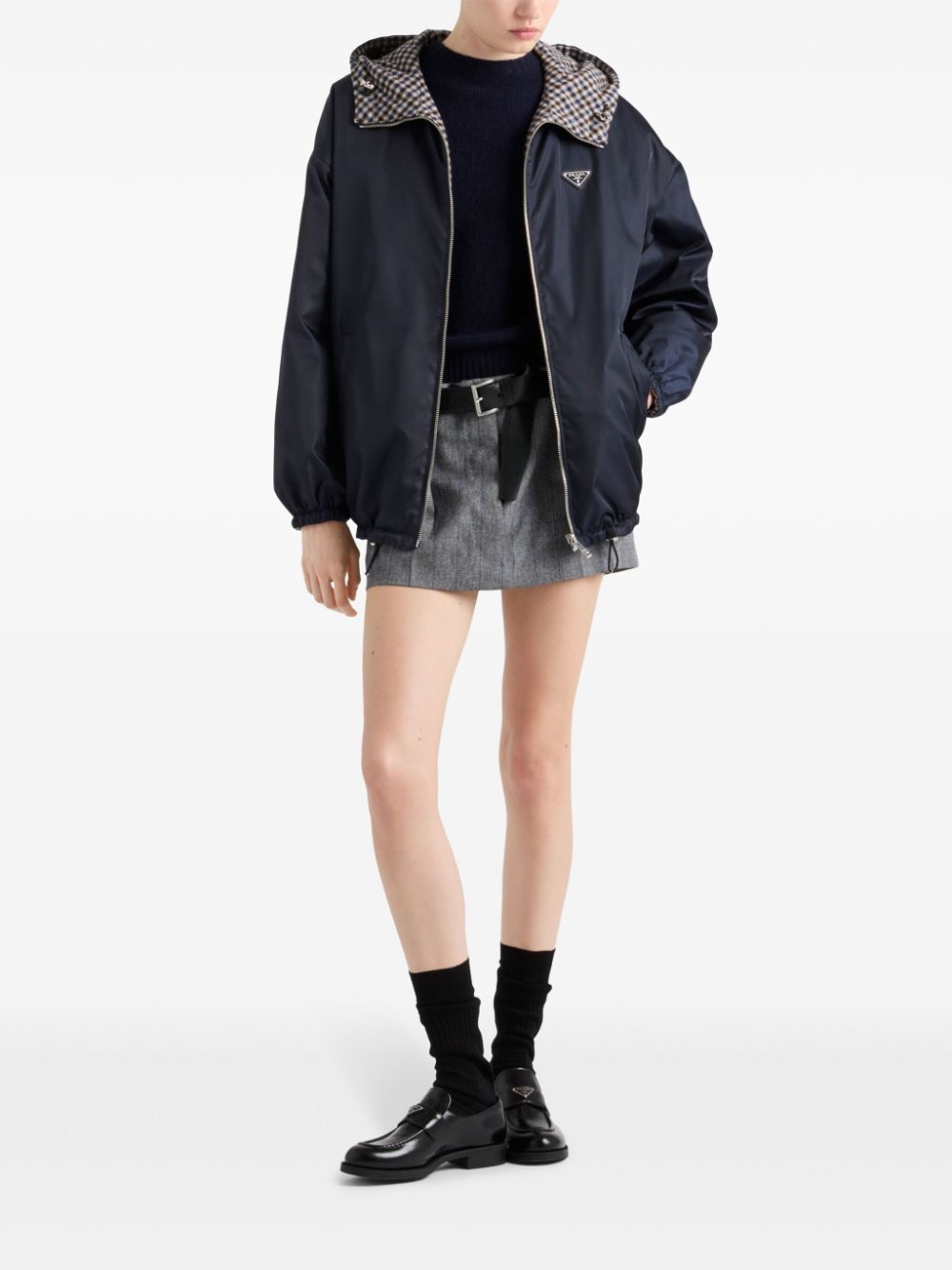 Shop Prada Re-nylon Blouson Jacket In Blau