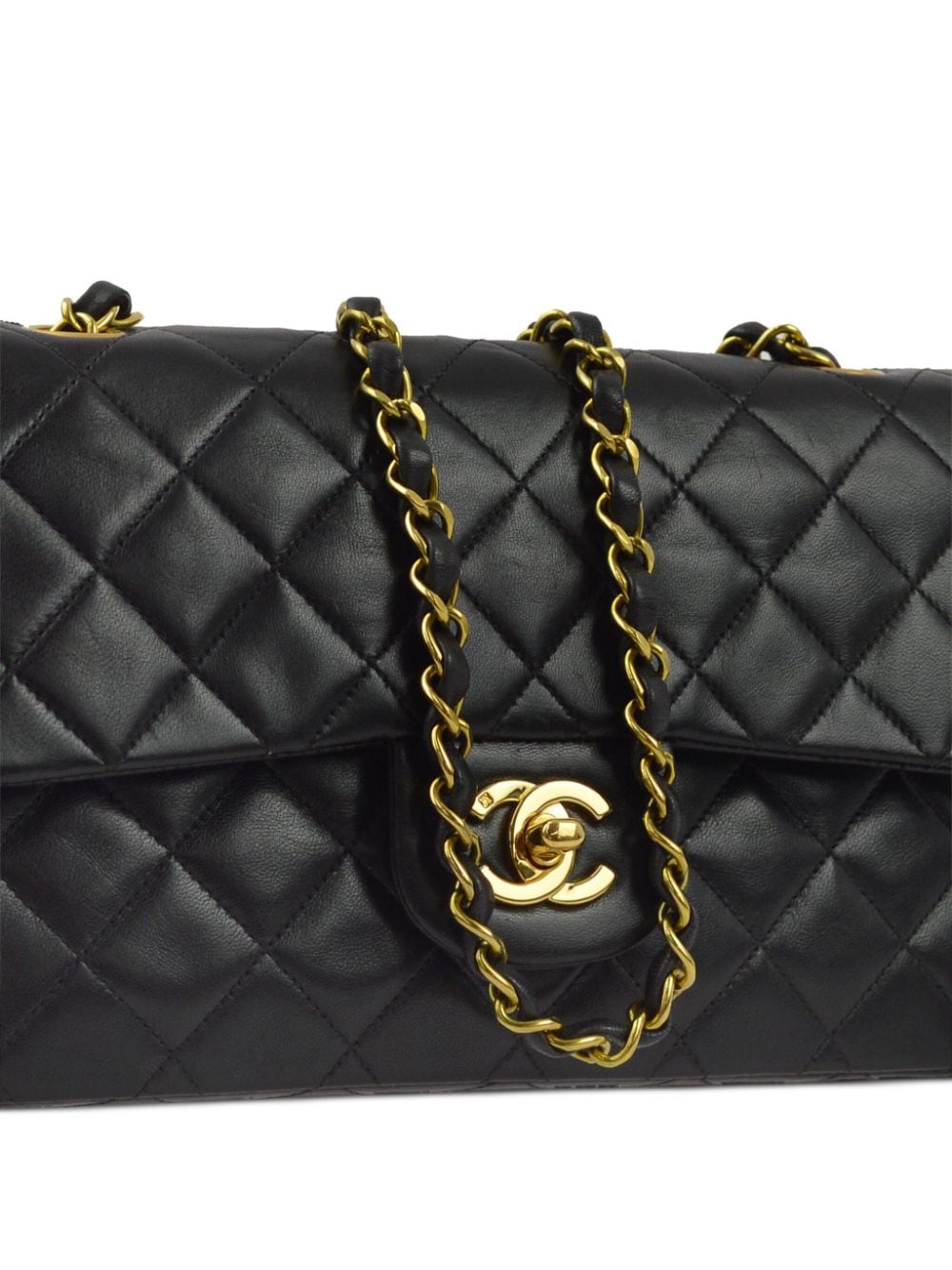 Pre-owned Chanel 1995 Small Double Flap Shoulder Bag In Black