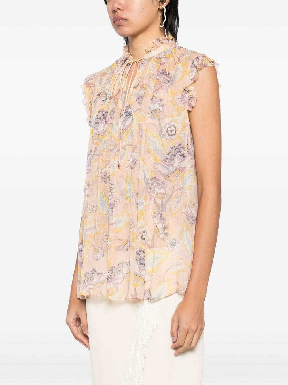 Shop Zimmermann Floral-print Shirt In Neutrals