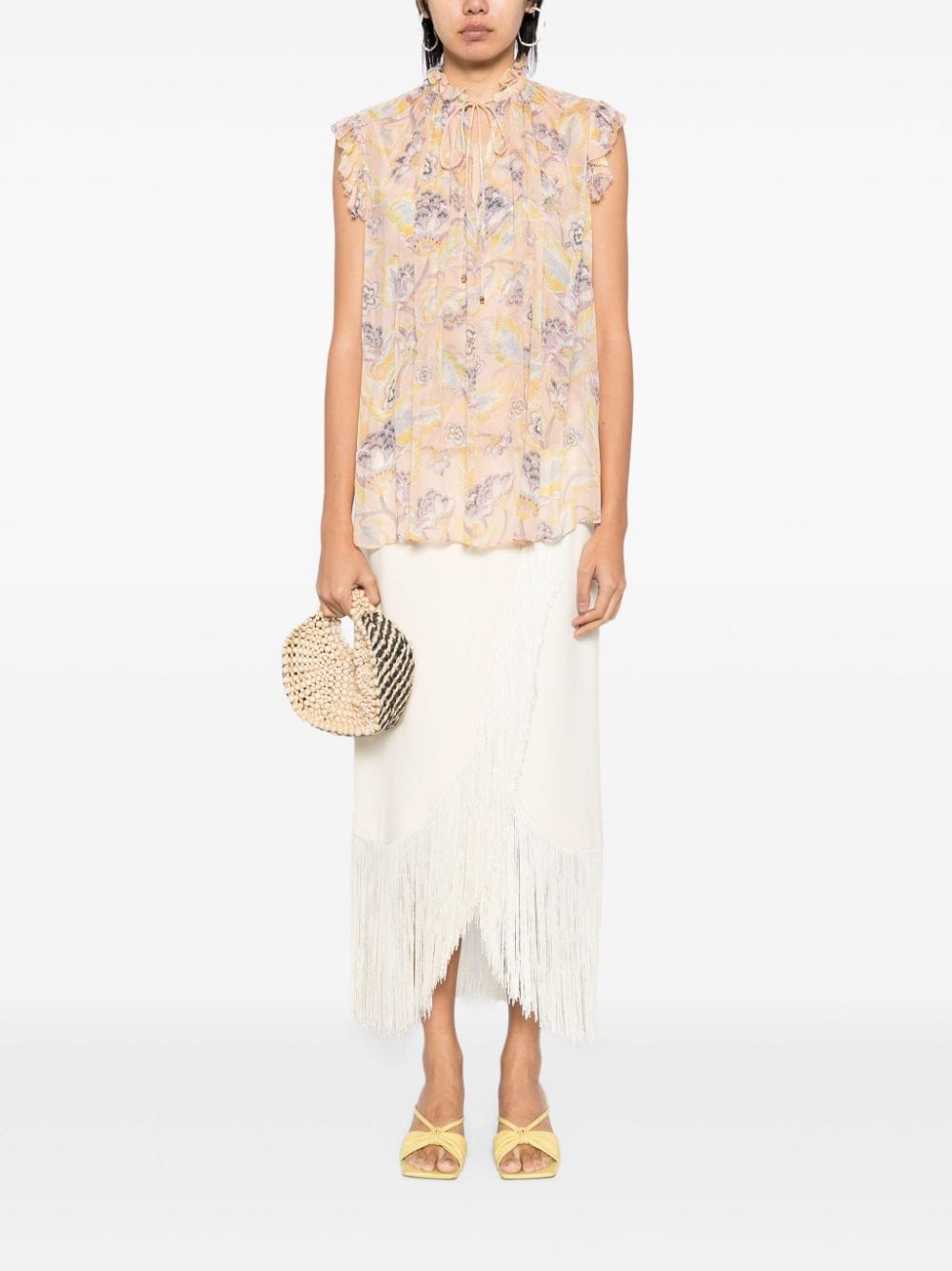 Shop Zimmermann Floral-print Shirt In Neutrals