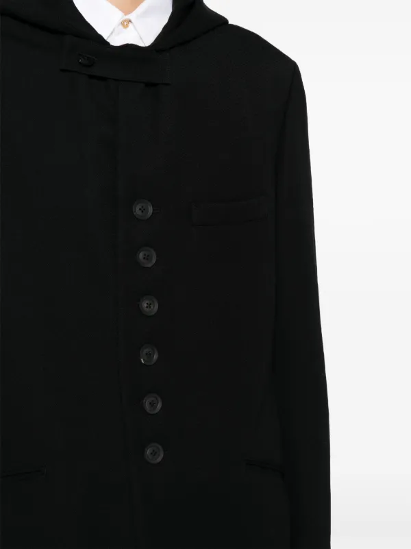 Yohji Yamamoto Hooded Wool Jacket | Black | FARFETCH