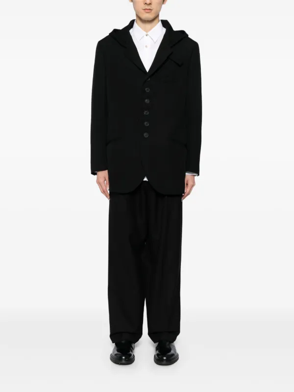 ジャケット・アウター Yohji Yamamoto HOODED COAT Yohji Yamamoto: Black W-Hooded Jacket | Men's Designer