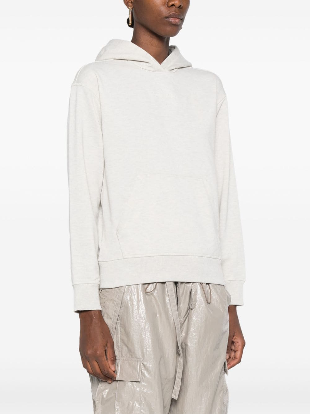 Shop Calvin Klein Logo-appliqué Hoodie In Neutrals