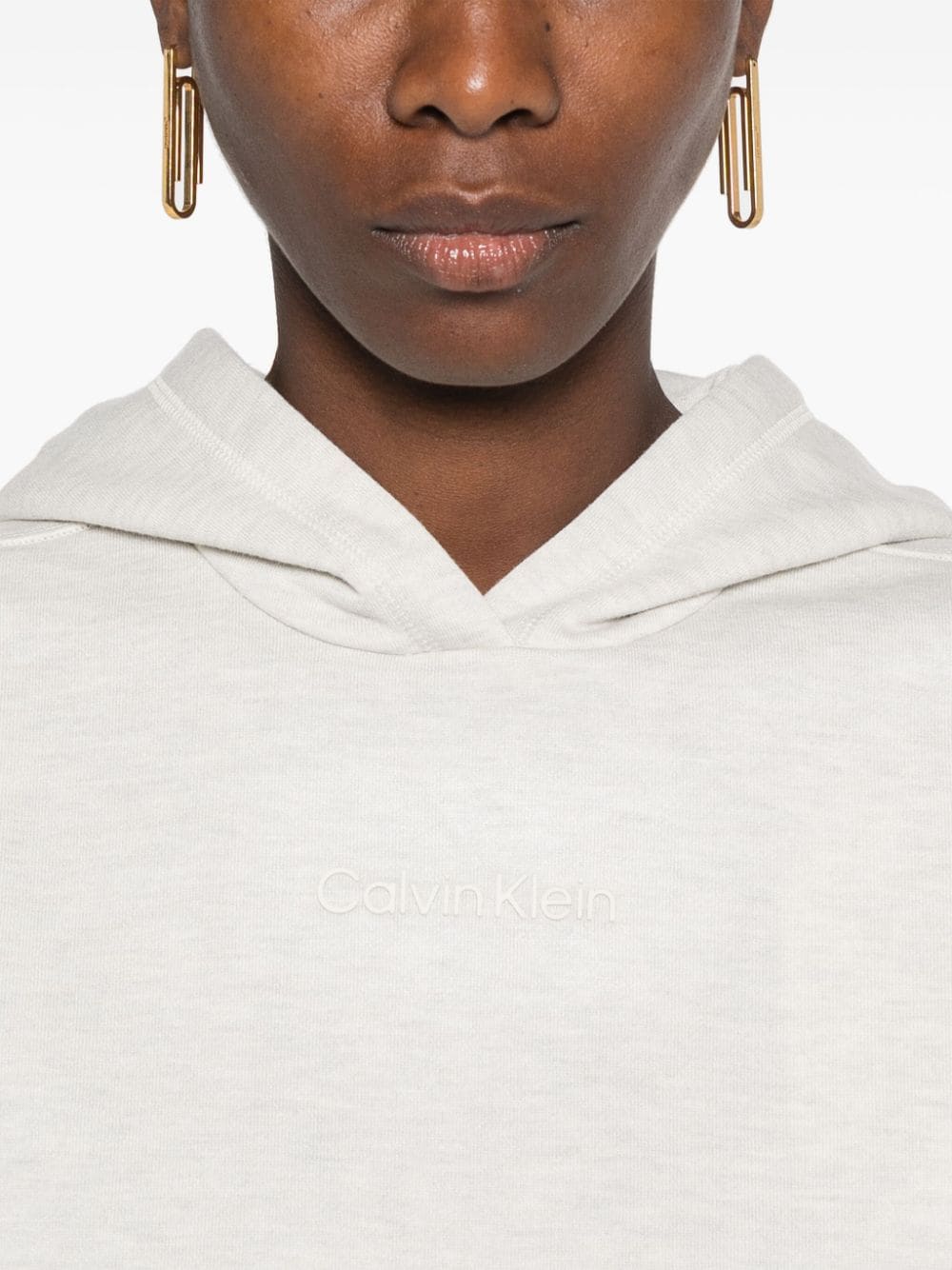 Shop Calvin Klein Logo-appliqué Hoodie In Neutrals