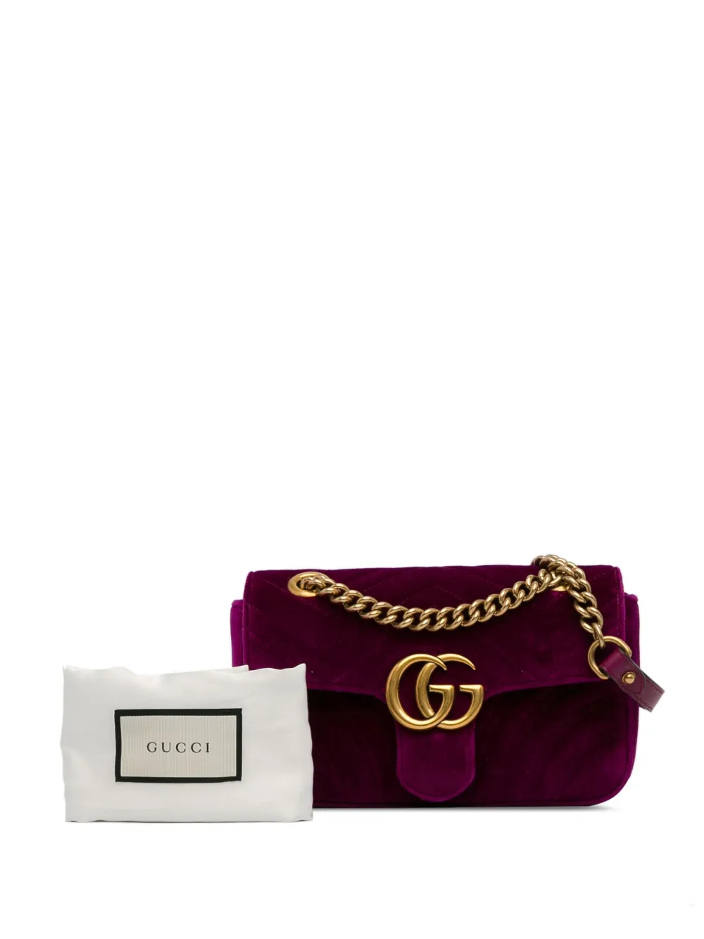 Gucci Pre-Owned 2016-2023 Mini GG Marmont Matelasse Velvet Chain 