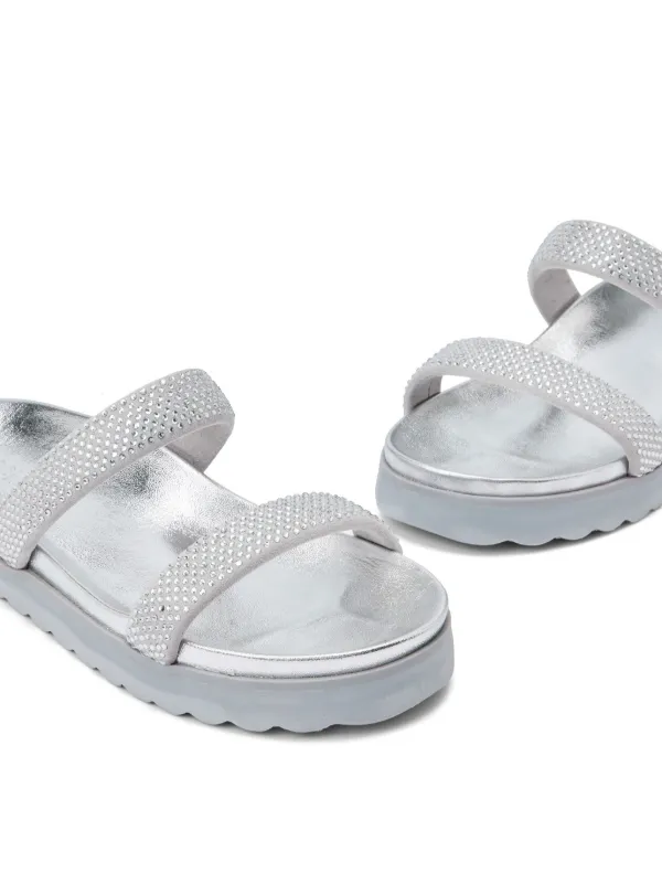 Schutz ラインストーン サンダル | シルバートーン | FARFETCH JP