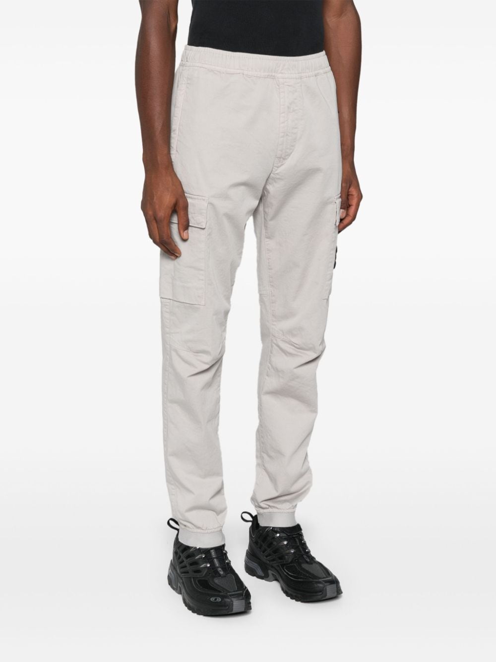 Shop Stone Island Compass-patch Cargo Trousers In Grey