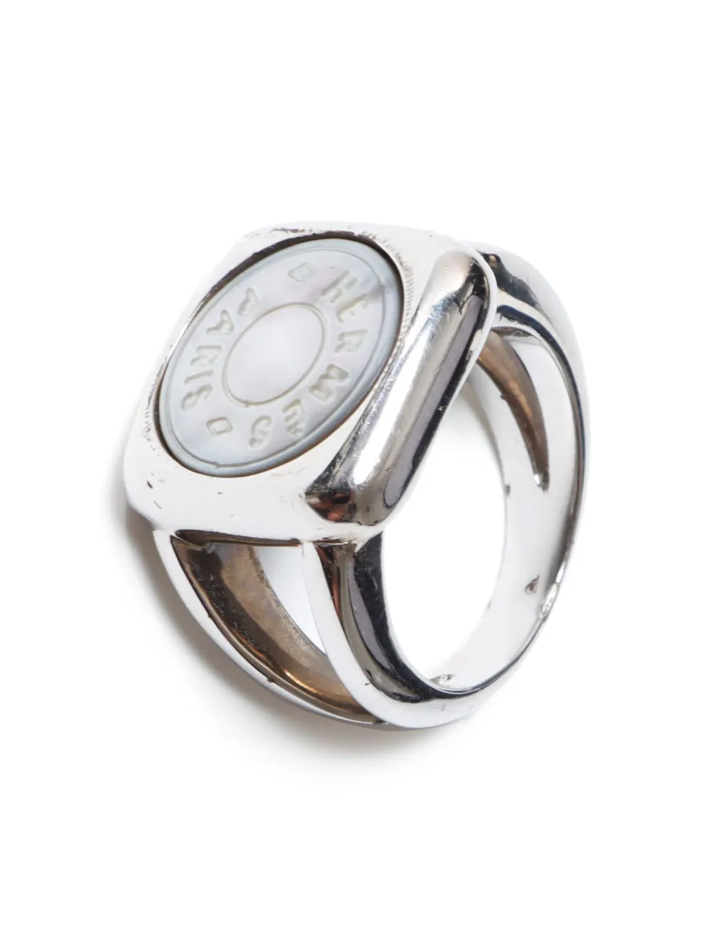 Pre-owned Hermes 2000s Corozo Ring In Silver