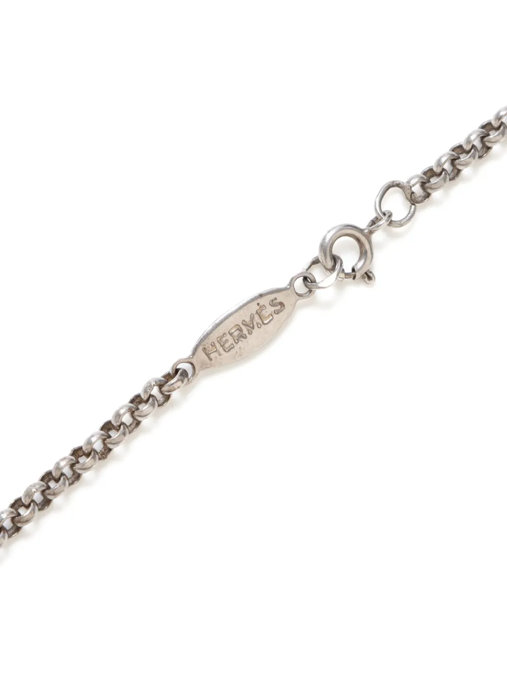 Pre-owned Hermes 1990s Sellier Coin Necklace In Silver