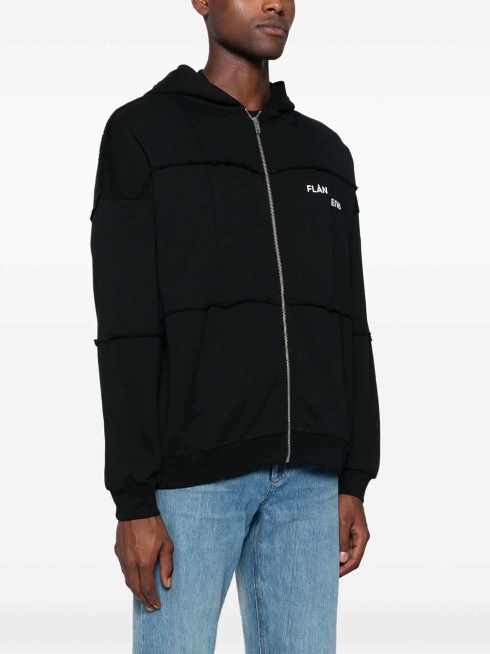 Shop Flâneur Zip-up Hoodie In Black