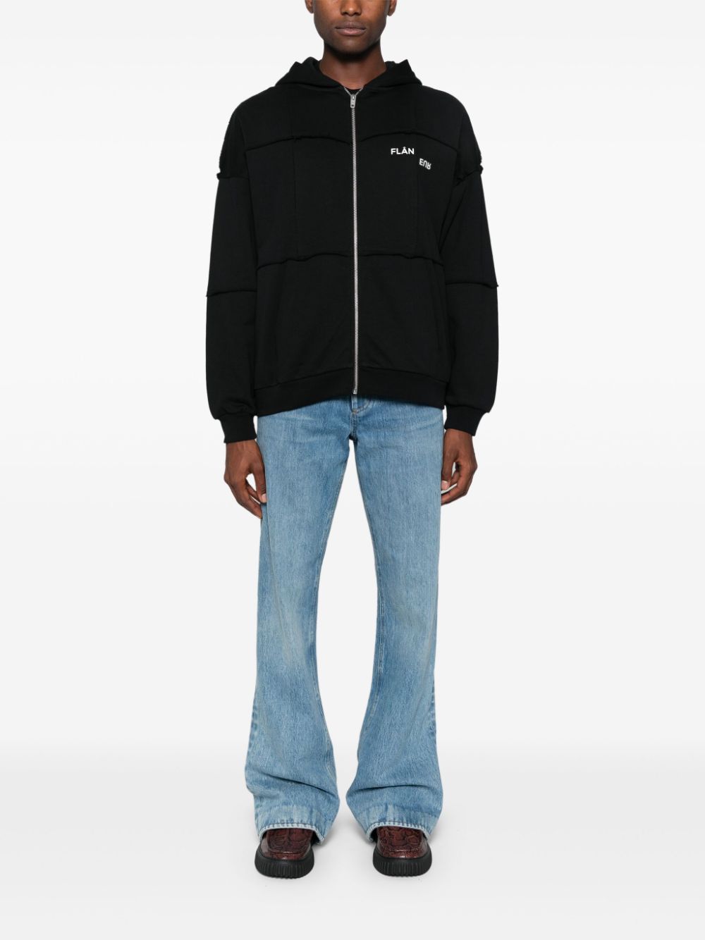 Shop Flâneur Zip-up Hoodie In Black