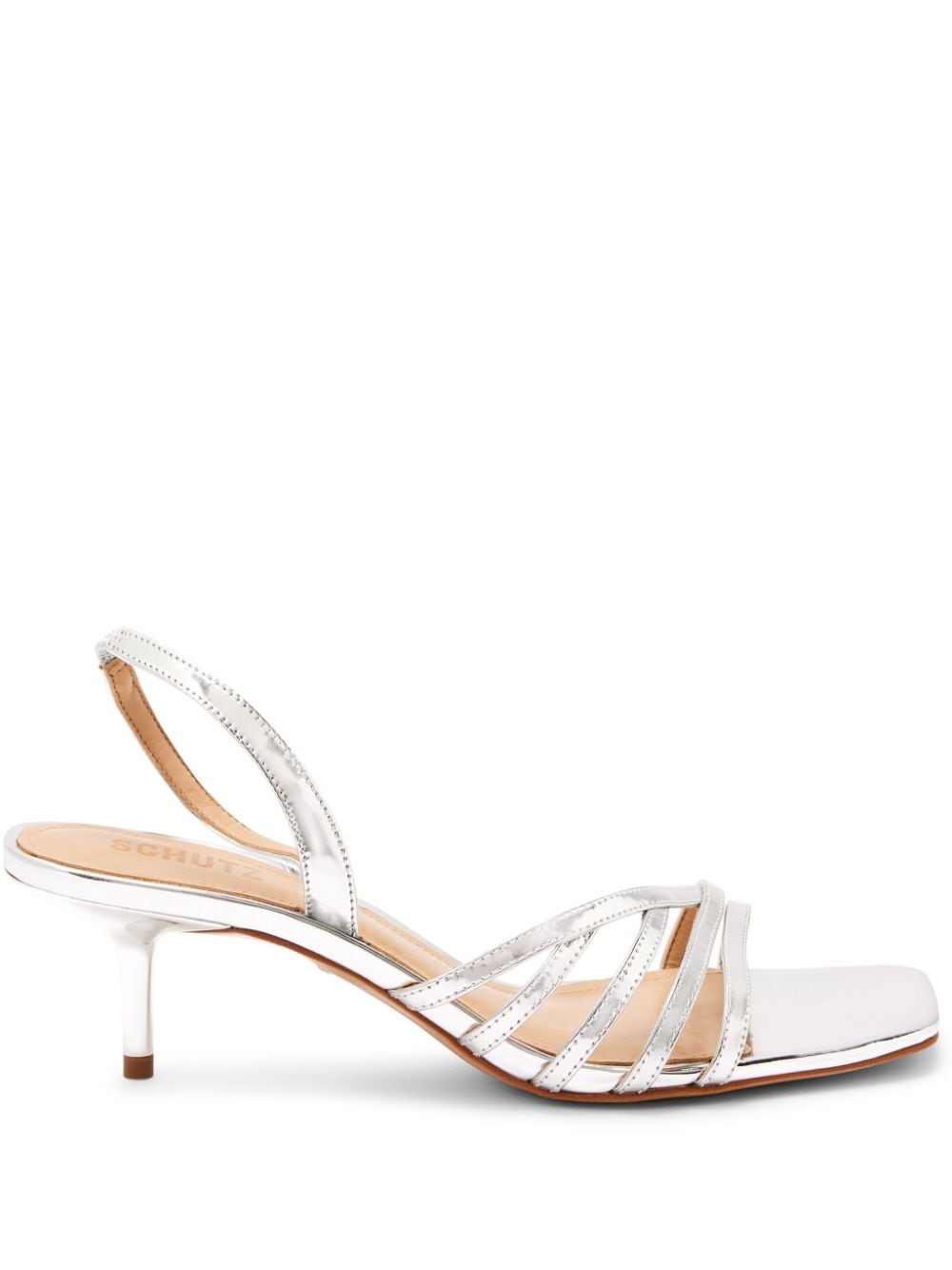 Schutz 50mm leather sandals Silver