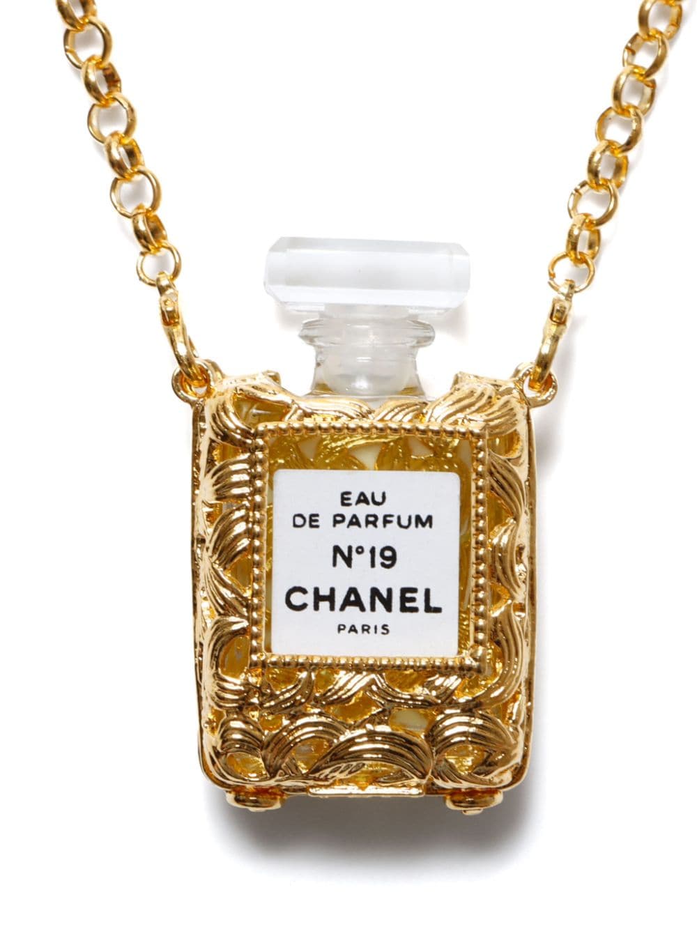 CHANEL Pre-Owned 1990 halsketting met Nº19 fles hanger - Goud