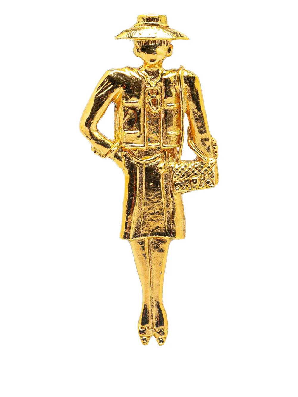 CHANEL Pre-Owned 20th Century Gold Plated Coco Mademoiselle Pin costume brooch