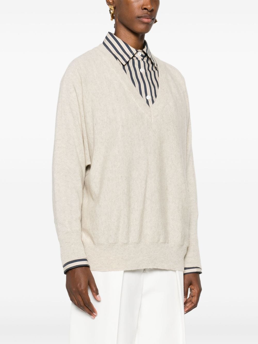 Shop Kujten Line Sweater In Neutrals