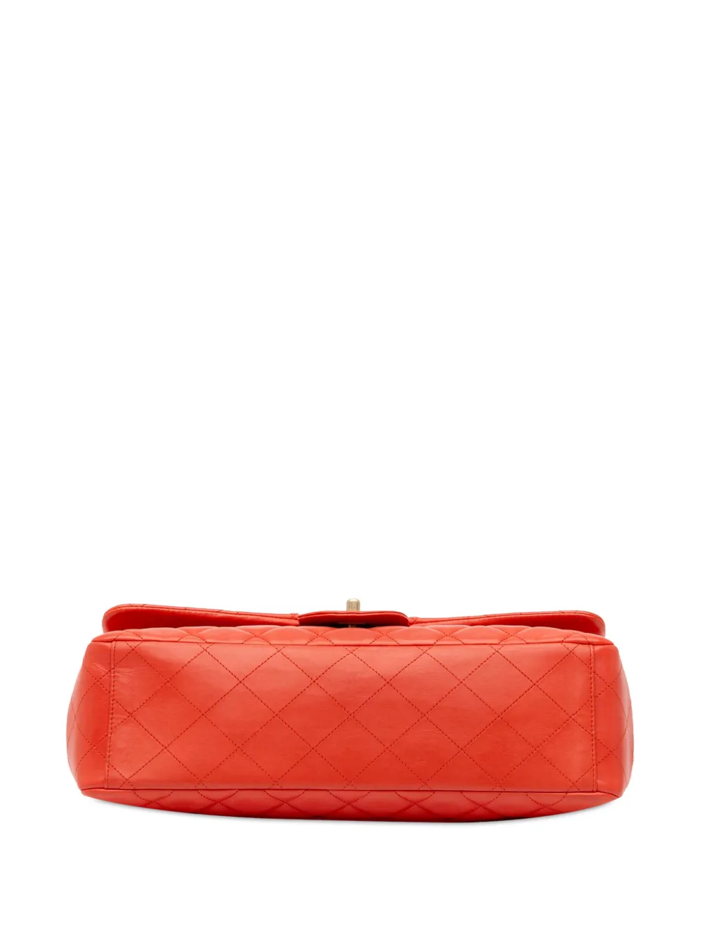 Pre-owned Chanel 2009-2010 Maxi Classic Lambskin Single Flap Shoulder Bag In Orange