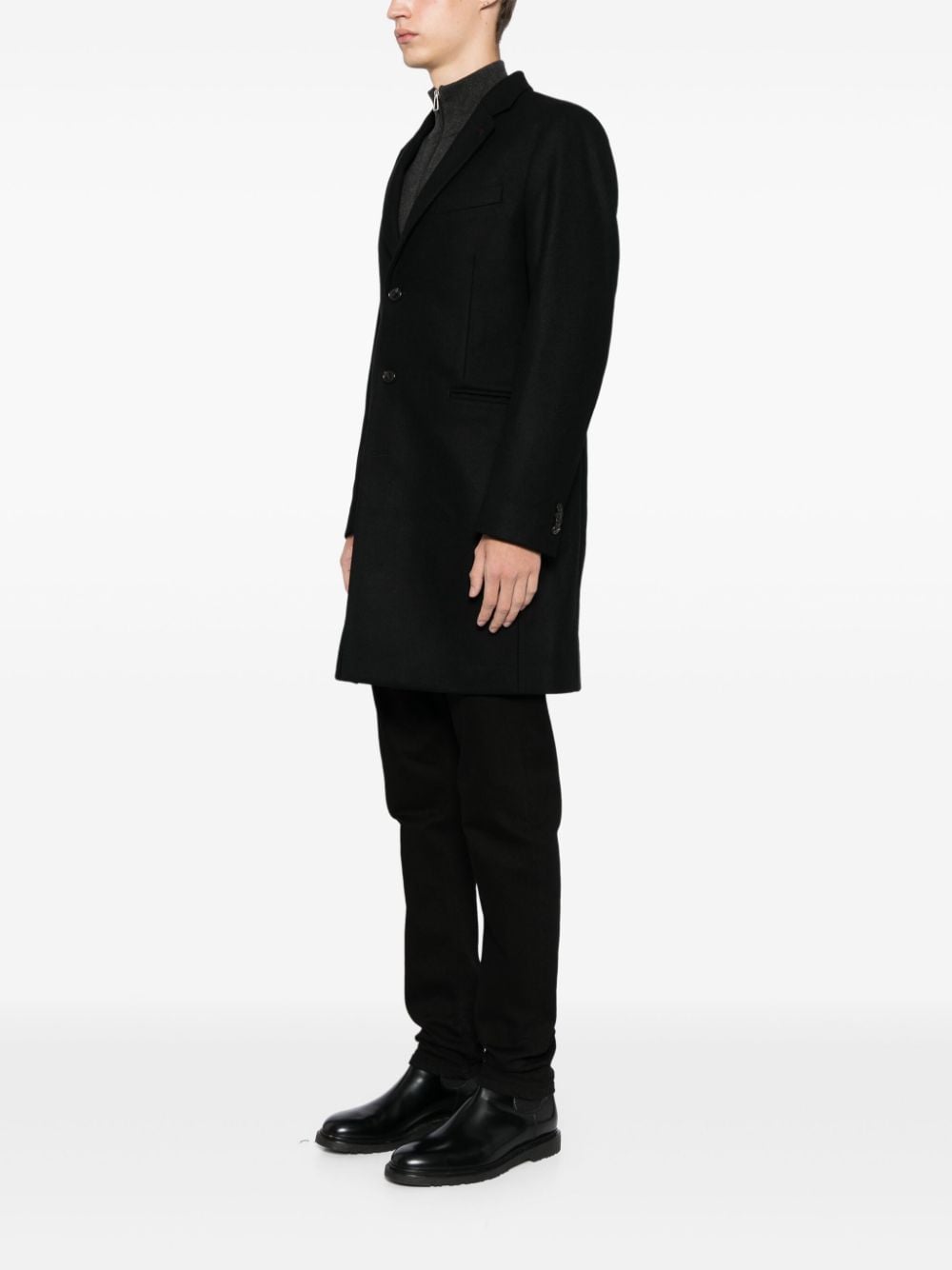 Shop Ps By Paul Smith Wool Blend Coat In Black